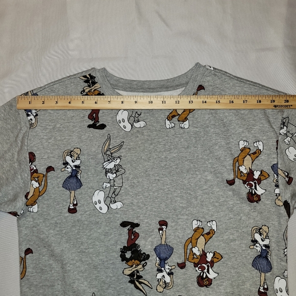 WB Sweatshirt Juniors Small Looney Tunes 100 Year Sweater Gray With Characters - Picture 4 of 8